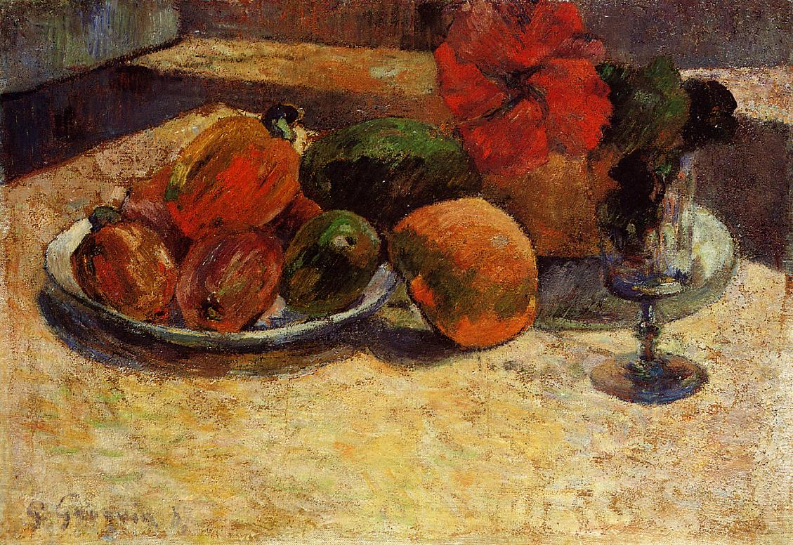 Still Life with Mangoes and Hisbiscus - Paul Gauguin Painting